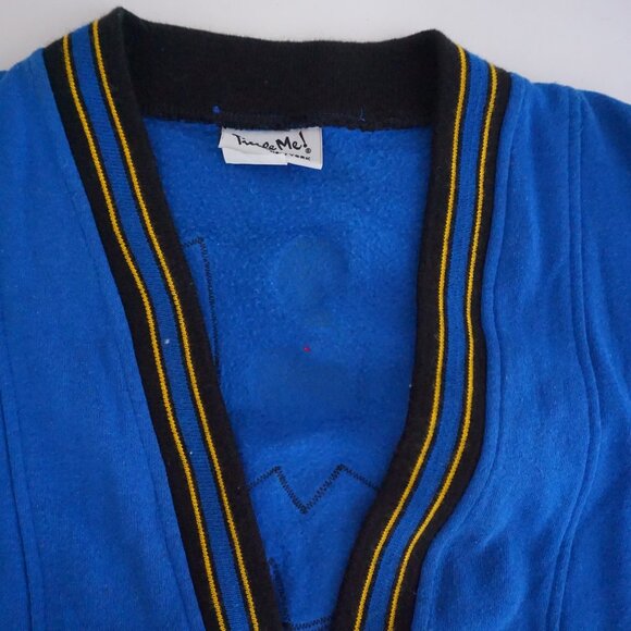 Vintage Blue Cotton Collegiate Retro Cheerleading Sorority Cardigan M - Picture 8 of 9